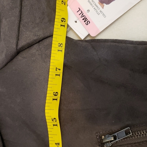 NEW Philosophy Faux Suede Leather Moto Jacket Small Crop Heavy Coat Summer Fall - Picture 12 of 16